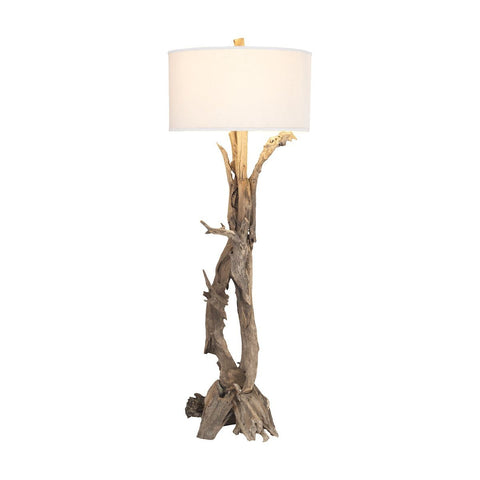 Hounslow Heath Natural 68-In Teak Root Floor Lamp with White Fabric Shade Lamps Dimond Home 