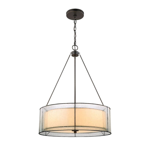 Mirage 3 Light Chandelier In Tiffany Bronze With Off-White Art Glass And Seedy Glass Chandelier Elk Lighting 