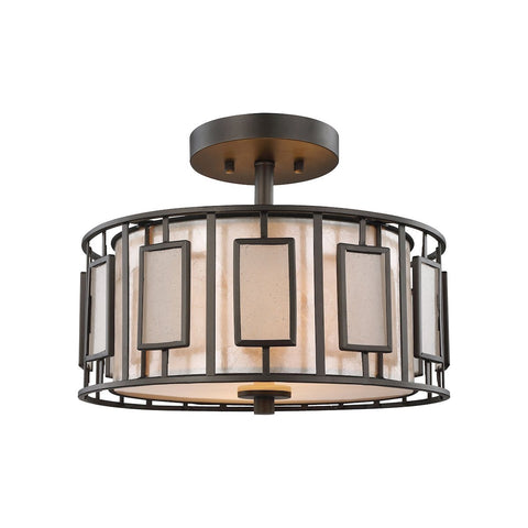 Minden 2 Light Semi Flush In Tiffany Bronze With Mica And Frosted Seedy Glass Semi Flushmount Elk Lighting Default Value 