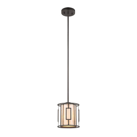 Minden 1 Light Pendant in Tiffany Bronze with Mica and Frosted Seedy Glass - Includes Recessed Light Ceiling Elk Lighting 