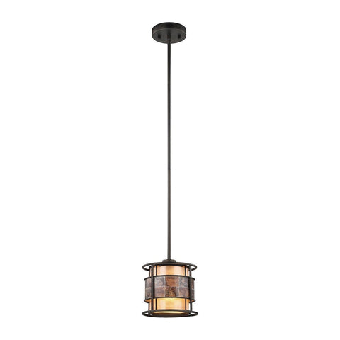 Tremont Pendant In Tiffany Bronze With Tan And Brown Mica Ceiling Elk Lighting 