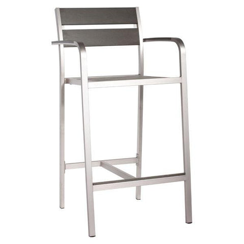 Megapolis Bar Arm Chair Brush Aluminum (Set of 2)