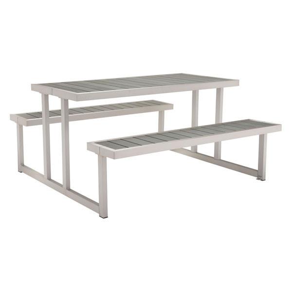 Cuomo Brushed Aluminum Picnic Table Outdoor Zuo Gray 