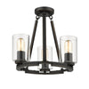 Monroe Convertible 16"w Chandelier in Black with Clear Glass Ceiling Golden Lighting 