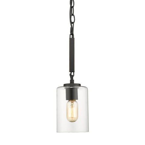 Monroe Mini Pendant in Black with Clear Glass Ceiling Golden Lighting 