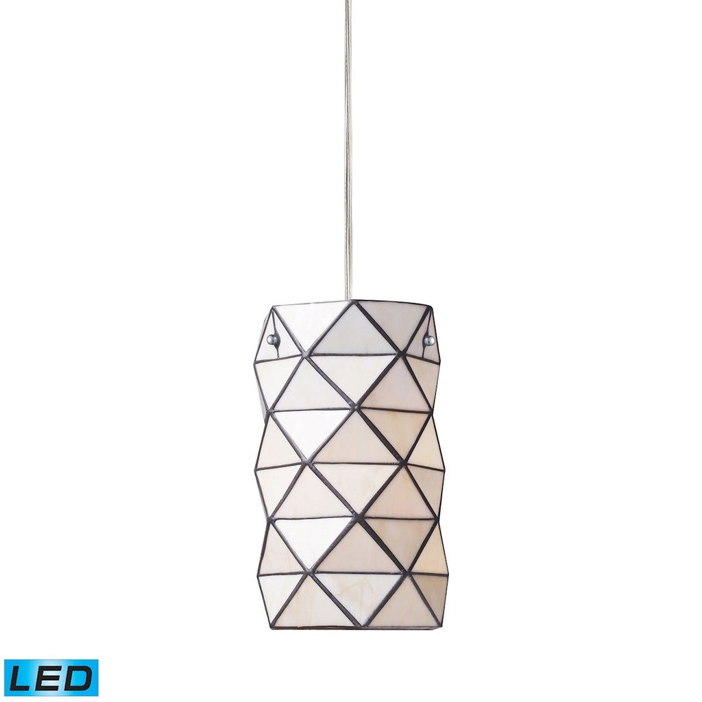 Tetra LED Pendant In Polished Chrome And White Tiffany Glass Ceiling Elk Lighting 