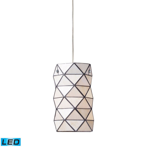 Tetra LED Pendant In Polished Chrome And White Tiffany Glass Ceiling Elk Lighting 