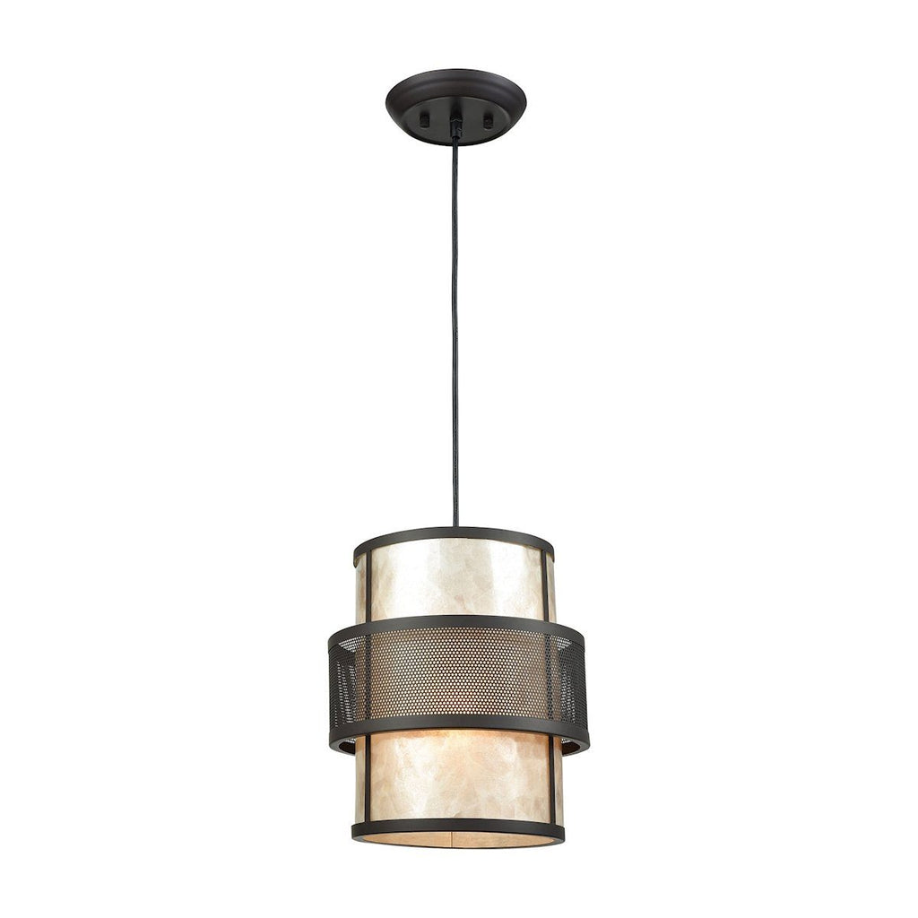 Beckley 1 Light Pendant In Oil Rubbed Bronze With Tan Mica Ceiling Elk Lighting 
