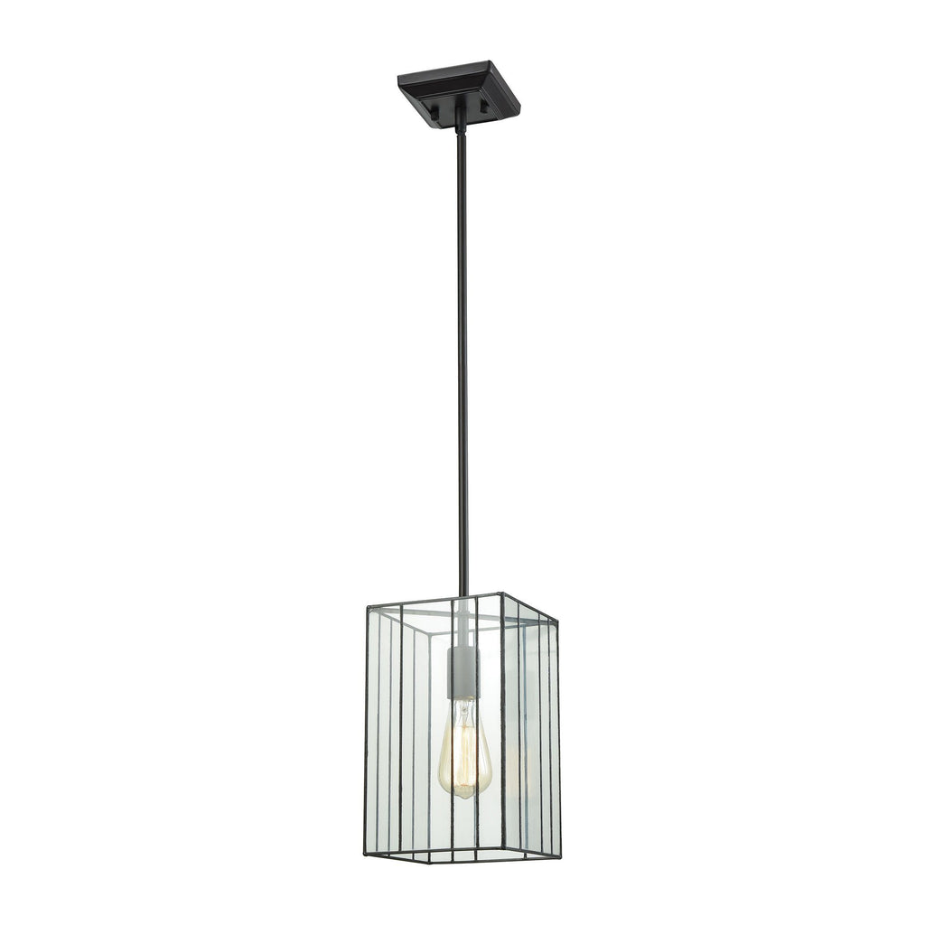 Lucian 1 Light Pendant in Oil Rubbed Bronze with Clear Glass Ceiling Elk Lighting 