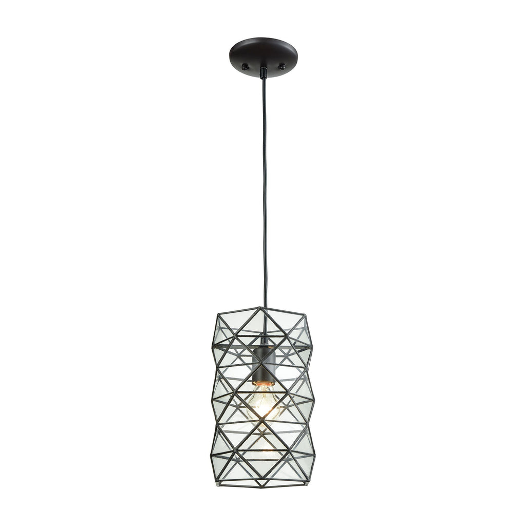 Tetra 1 Light Pendant in Oil Rubbed Bronze with Clear Glass Ceiling Elk Lighting 