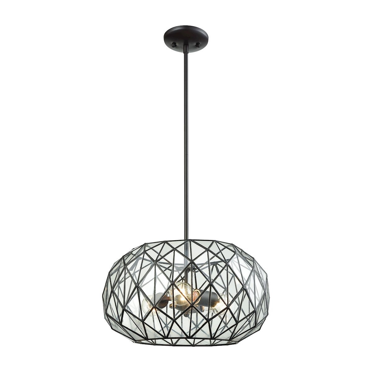 Tetra 3 Light Chandelier In Oil Rubbed Bronze With Clear Glass Chandelier Elk Lighting 