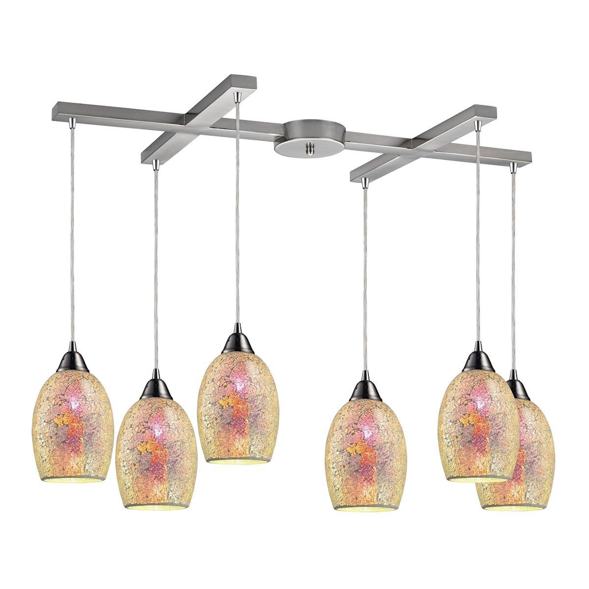 Avalon 6 Light Pendant In Satin Nickel Ceiling Elk Lighting 