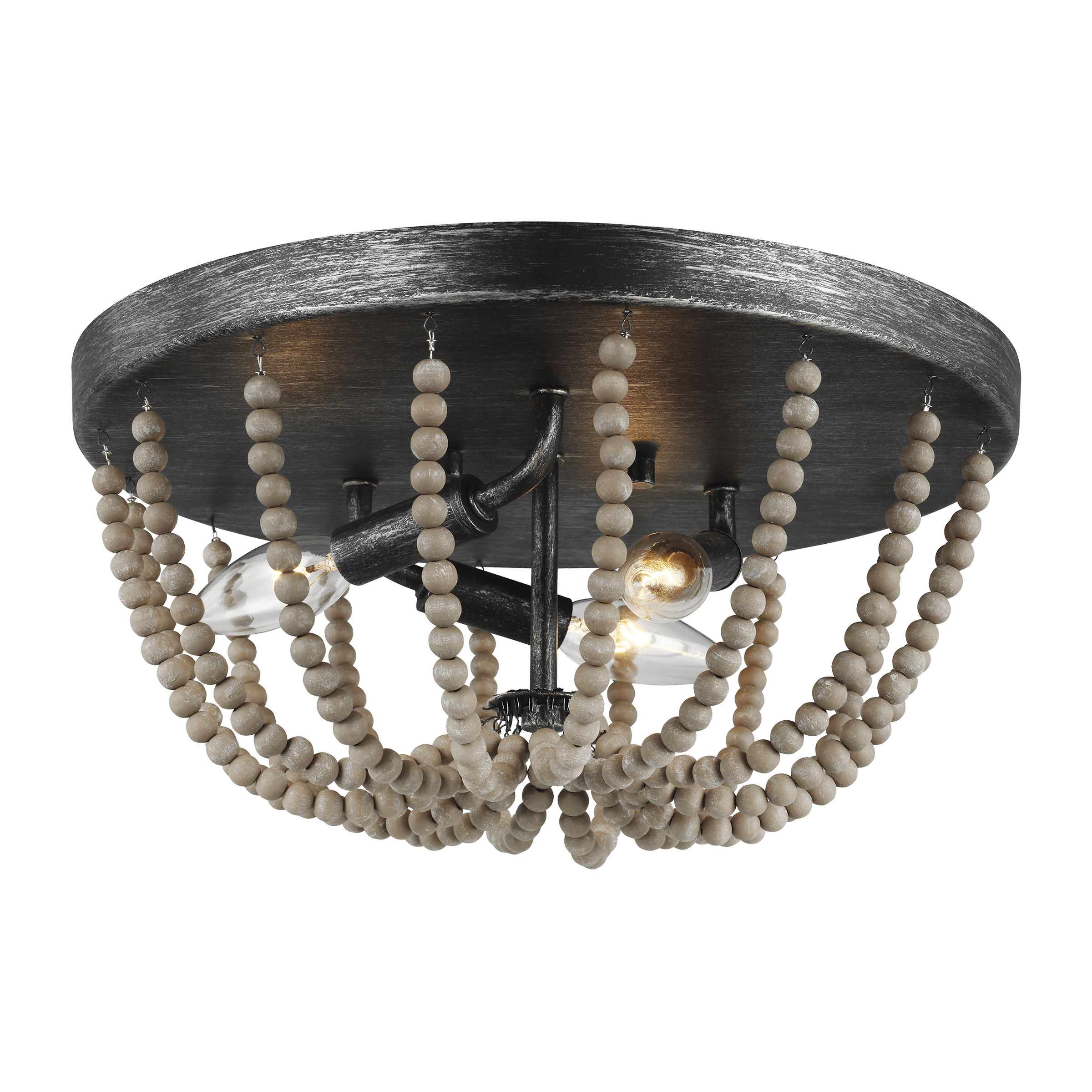 Oglesby Three Light Ceiling Flush Mount - Washed Pine / Stardust Ceiling Sea Gull Lighting 