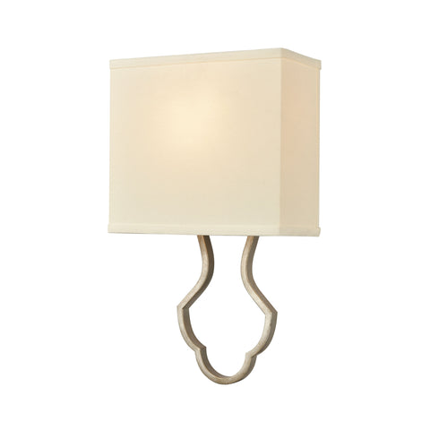Lanesboro 1-Light Sconce in Dusted Silver with White Fabric Shade