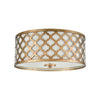 Arabesque 2-Light Flush Mount in Bronze Gold with White Fabric Shade