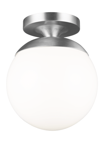 Leo - Hanging Globe One Light Wall / Ceiling Semi-LED Flush Mount - Satin Aluminum Ceiling Sea Gull Lighting 