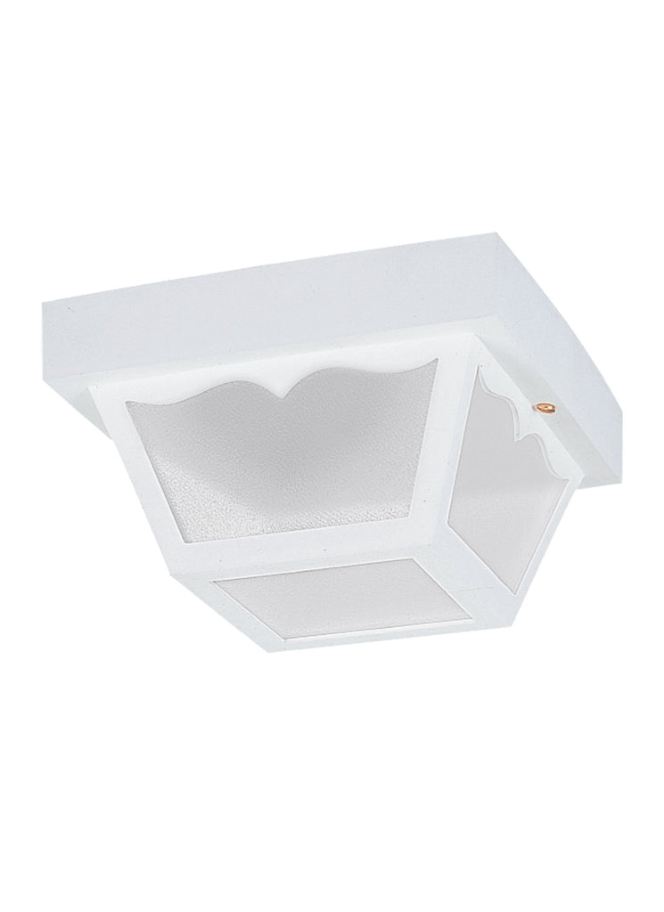 One Light Outdoor Ceiling Flush Mount - White Outdoor Sea Gull Lighting 