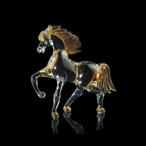 Arte di Murano Small Gold Crystal Horse Trotting Decor Accessories Arte di Murano 