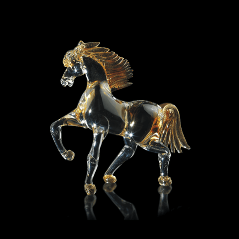 Arte di Murano Horse Gold Giant Crystal Trotting Decor Accessories Arte di Murano 