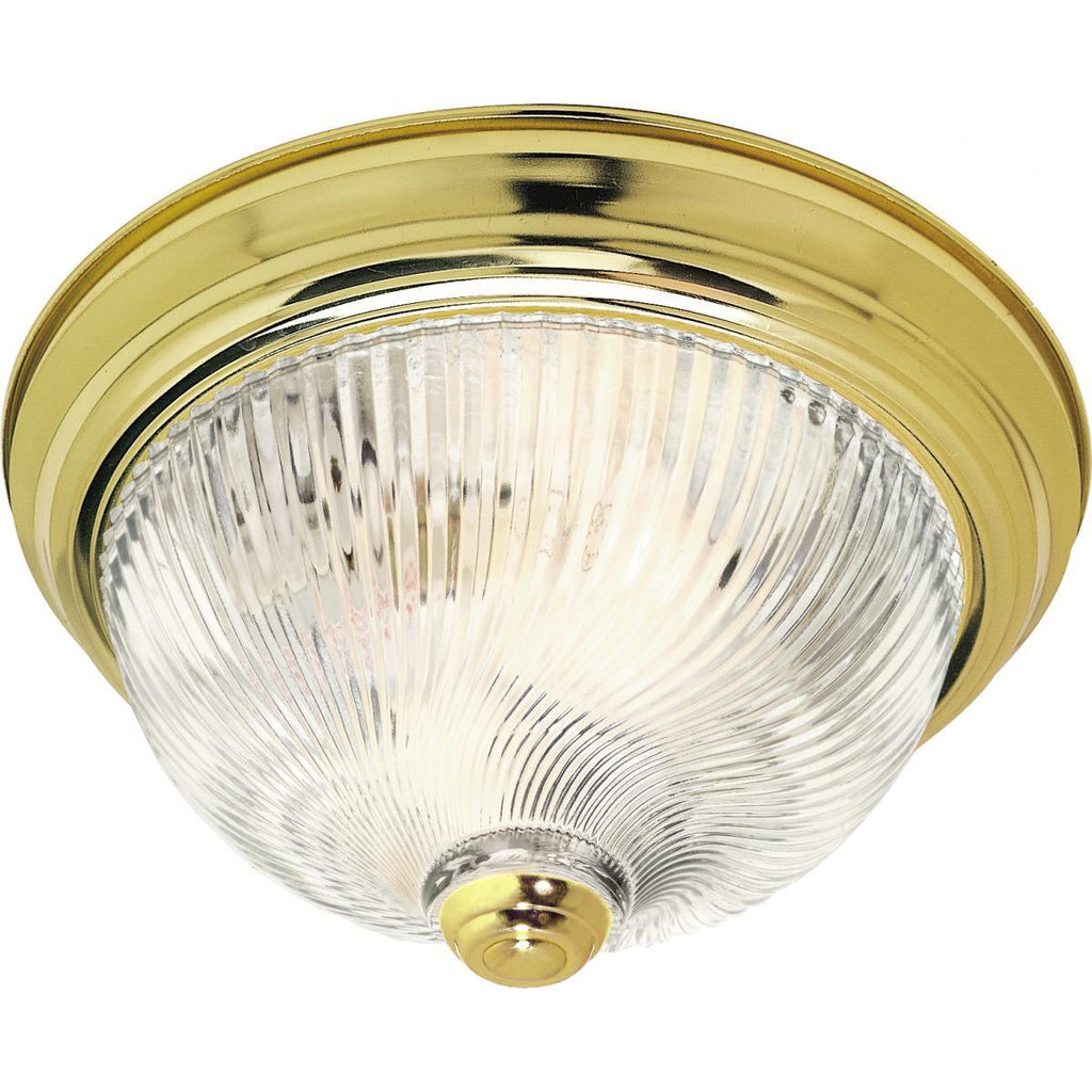 Ceiling Flush Mount Clear Ribbed Swirl Glass - Brass - 3 Size Options Ceiling Nuvo Lighting 11" 