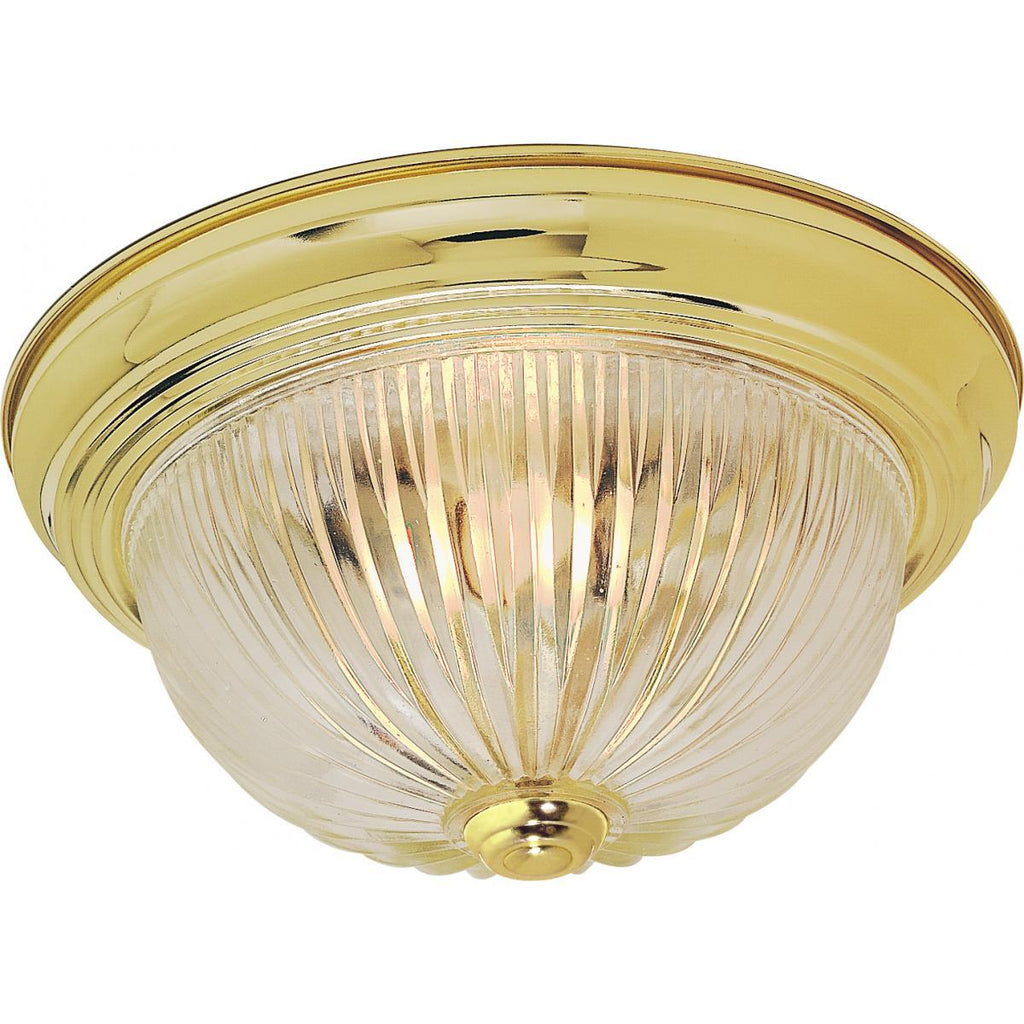 Ceiling Flush Mount Clear Ribbed Glass - Brass - 3 Size Options Ceiling Nuvo Lighting 11" 