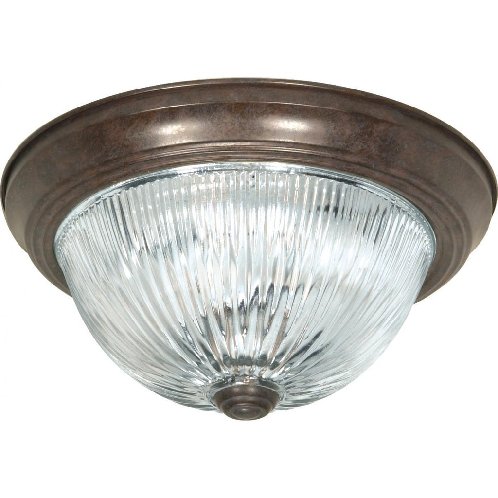 2 Light 11" Flush Mount Clear Ribbed Glass Ceiling Nuvo Lighting 