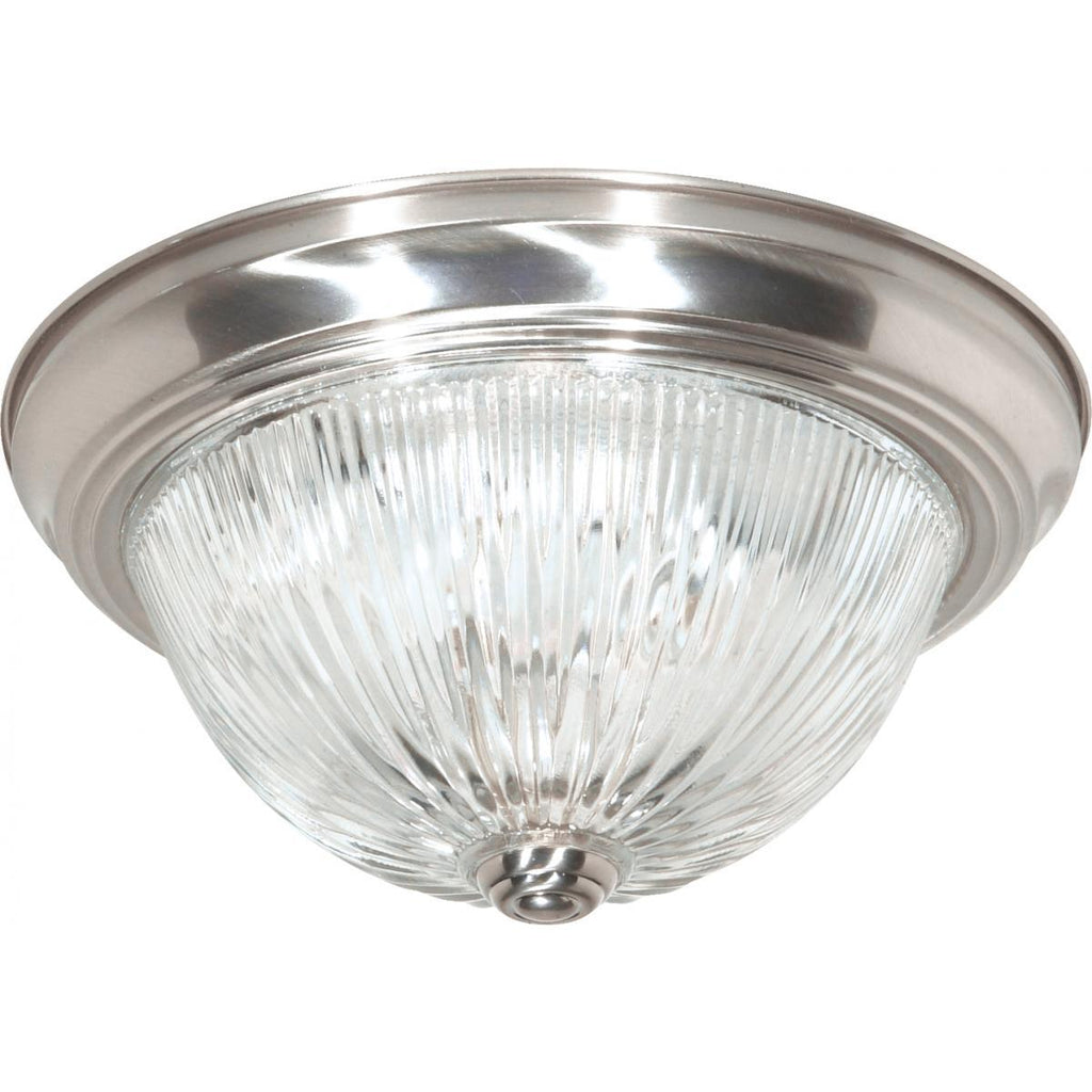 3 Light 15" Flush Mount Clear Ribbed Glass Ceiling Nuvo Lighting 