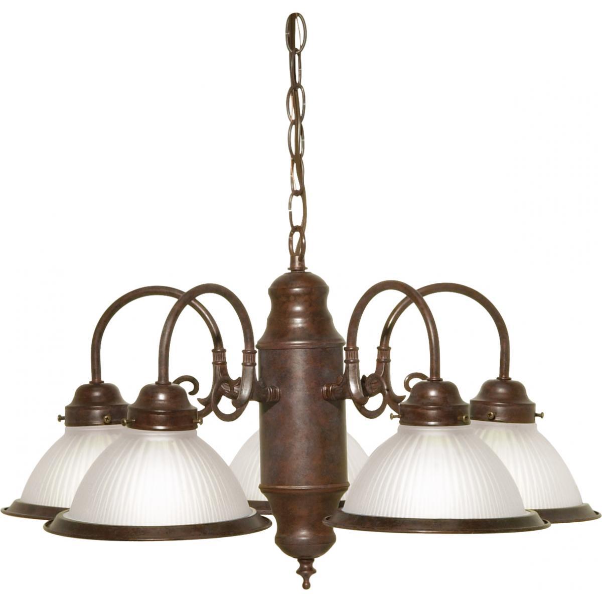 5 Light 22" Chandelier With Frosted Ribbed Shades Ceiling Nuvo Lighting 