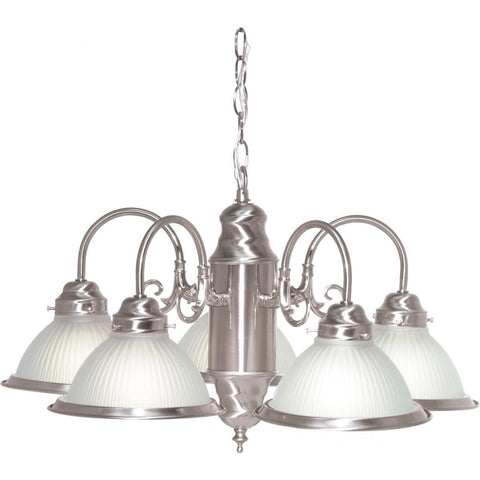 5 Light 22" Chandelier With Frosted Ribbed Shades Ceiling Nuvo Lighting 