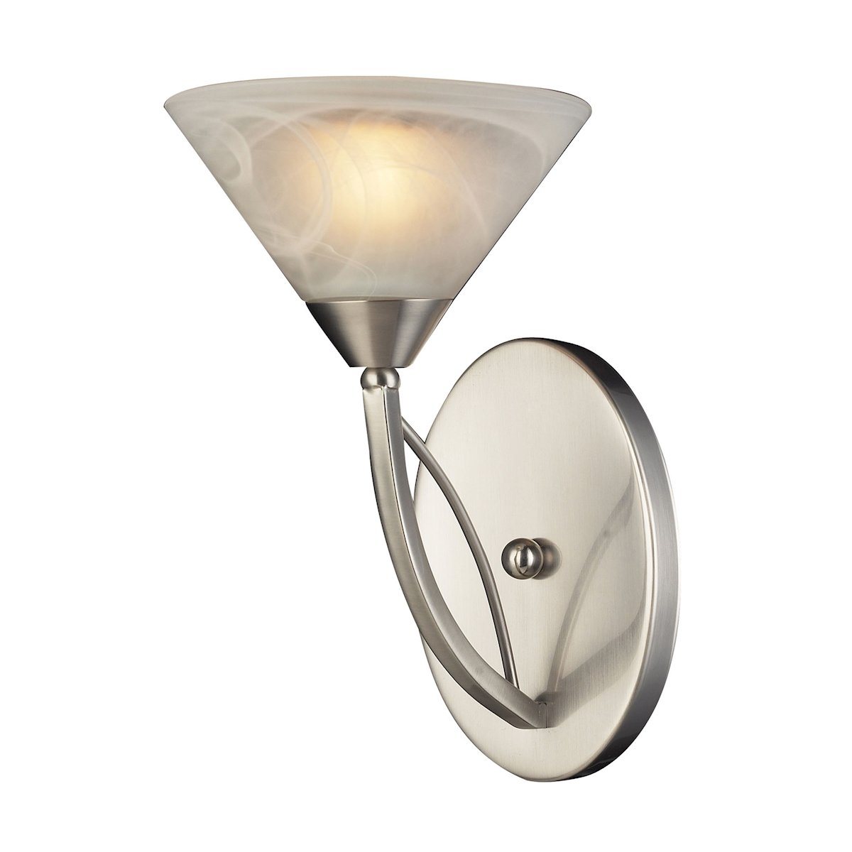 Elysburg 1 Light Wall Sconce In Satin Nickel And White Glass Wall Sconce Elk Lighting 