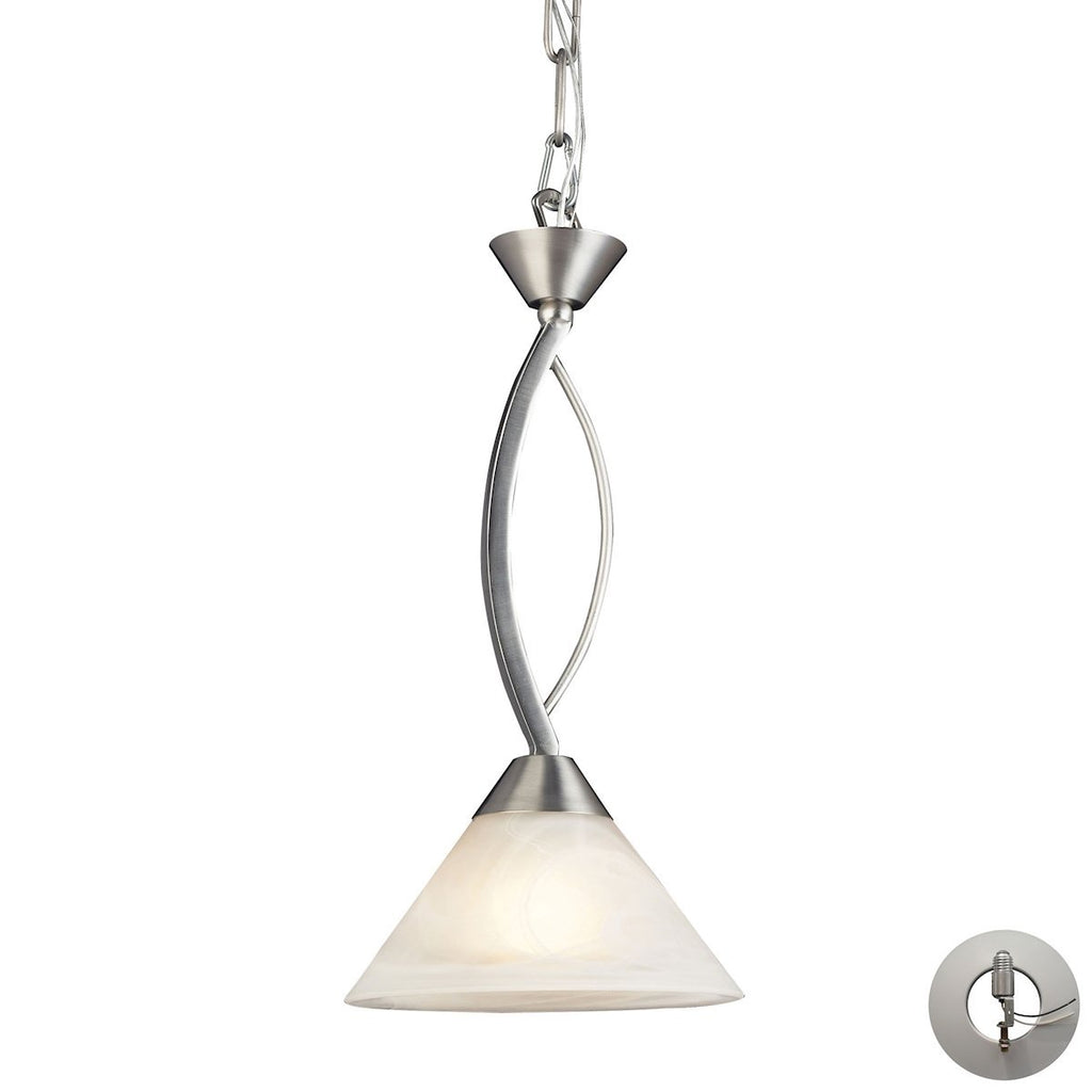 Elysburg Pendant In Satin Nickel And White Glass - Includes Recessed Lighting Kit Ceiling Elk Lighting 