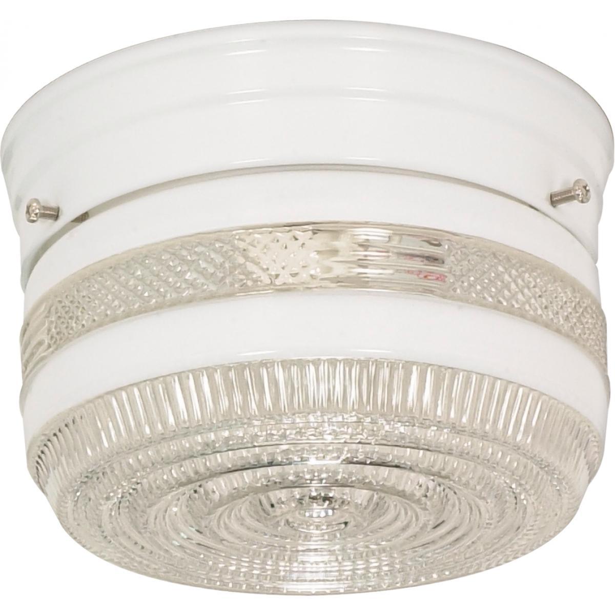 6" Flush Mount Small Crystal / White Drum Ceiling Nuvo Lighting 
