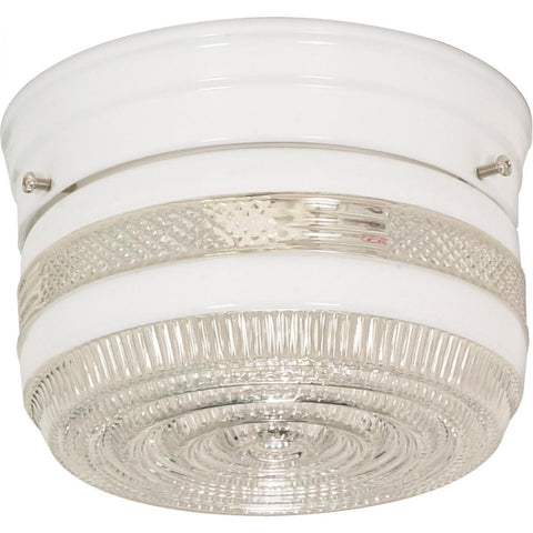 6" Flush Mount Small Crystal / White Drum Ceiling Nuvo Lighting 