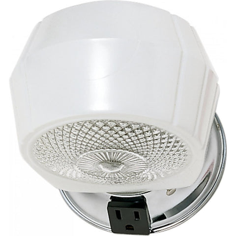 5" Vanity Light with White Crystal Bottom Shade & Convenience Outlet Wall Nuvo Lighting White 