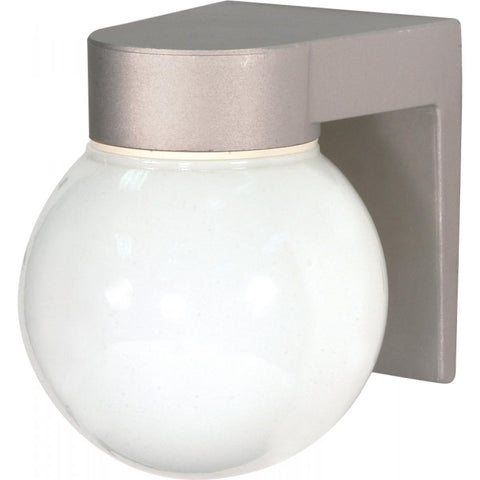 8" Utility White Globe Wall Mount - Brushed Steel Outdoor Nuvo Lighting 