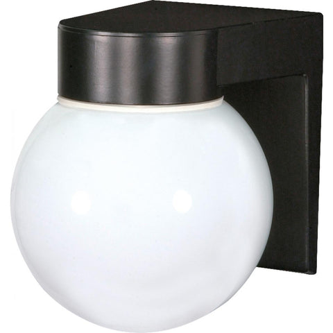 8" Utility White Globe Wall Mount - Black Outdoor Nuvo Lighting 
