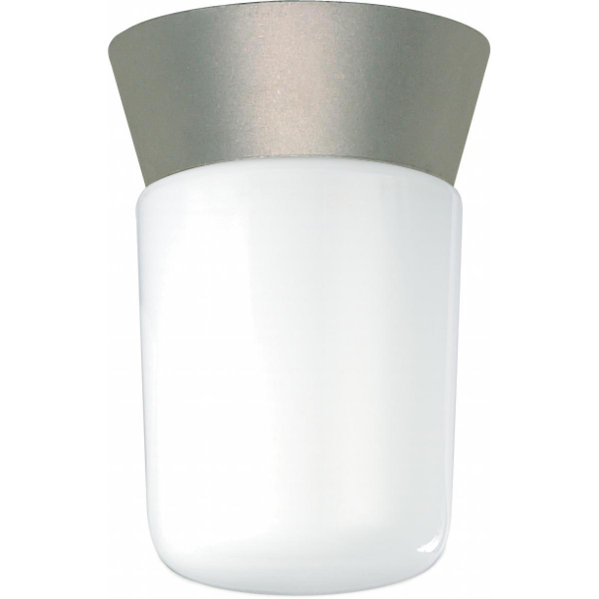 8" Utility White Cylinder Ceiling Mount - Brushed Steel Outdoor Nuvo Lighting 