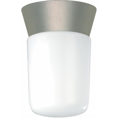 8" Utility White Cylinder Ceiling Mount - Brushed Steel Outdoor Nuvo Lighting 