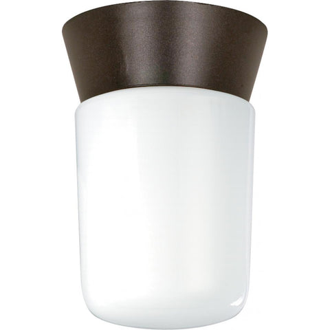 8" Utility White Cylinder Ceiling Mount - Bronze Outdoor Nuvo Lighting 