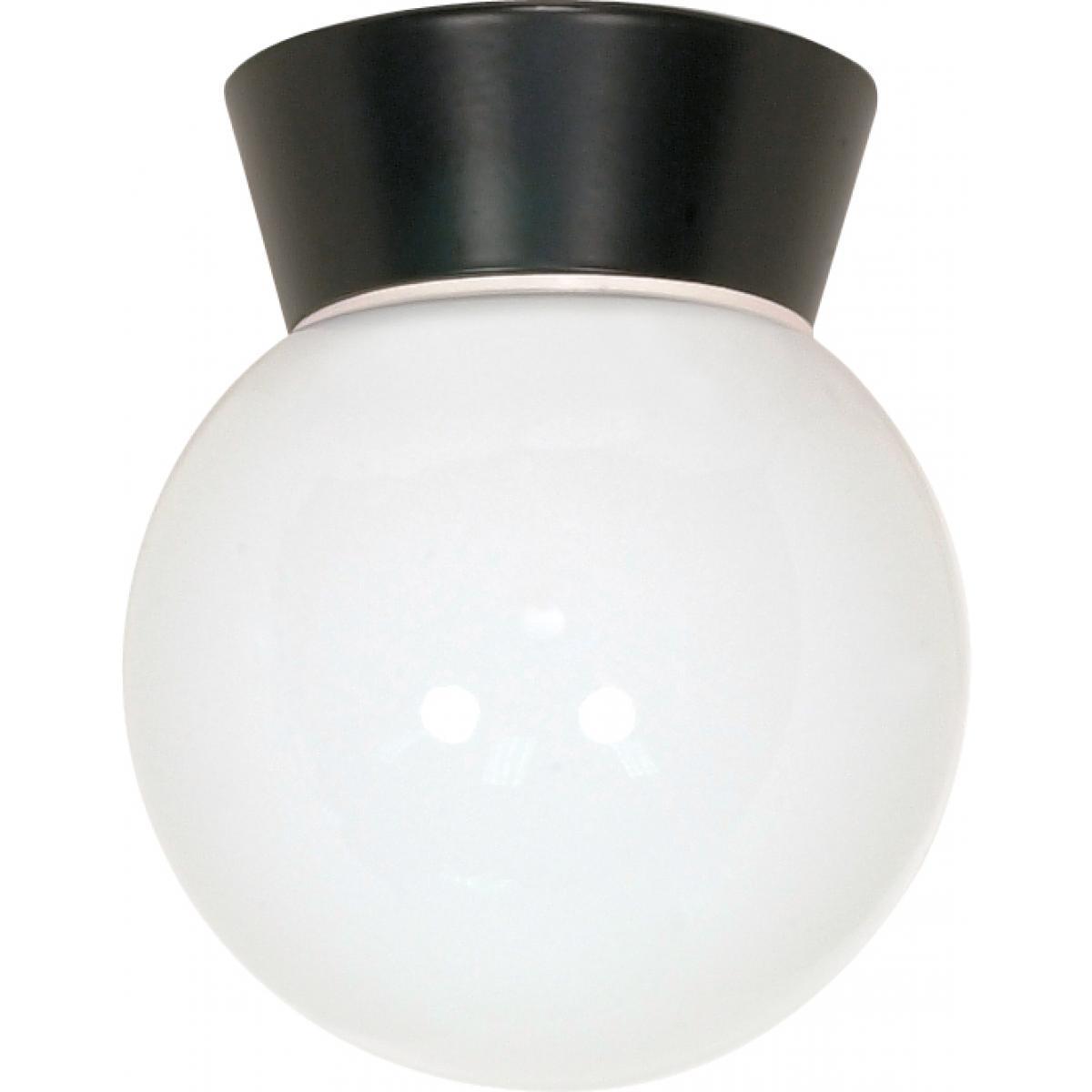 8" Utility White Globe Ceiling Mount - Black Outdoor Nuvo Lighting 