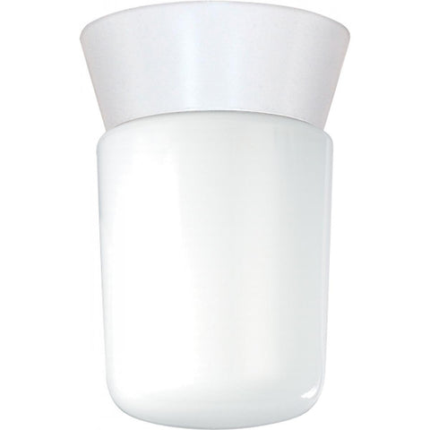 8" Utility Ceiling Mount With White Glass Cylinder Outdoor Nuvo Lighting 