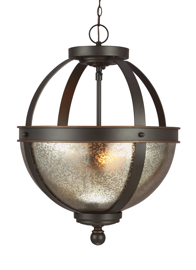 Sfera Two Light Semi-Flush Convertible Pendant - Autumn Bronze Ceiling Sea Gull Lighting 