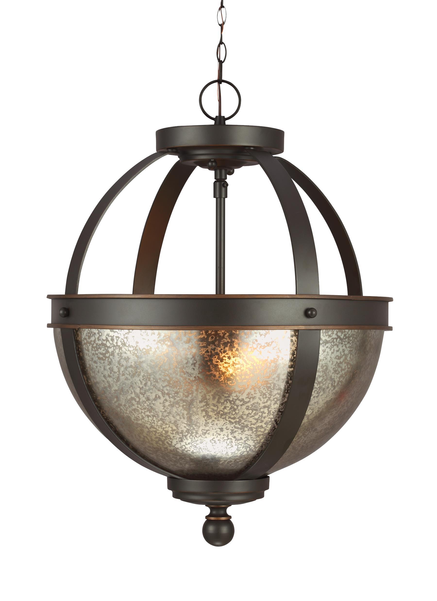 Sfera Two Light Semi-Flush Convertible LED Pendant - Autumn Bronze Ceiling Sea Gull Lighting 