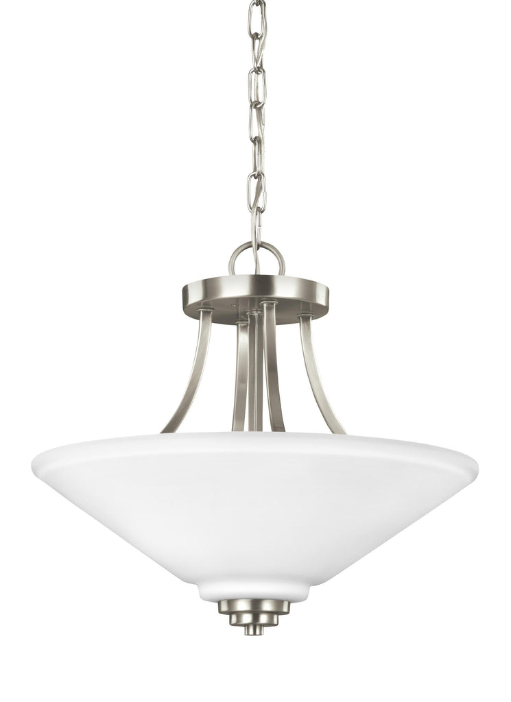 Parkfield Two Light Semi-Flush Convertible LED Pendant - Brushed Nickel Ceiling Sea Gull Lighting 