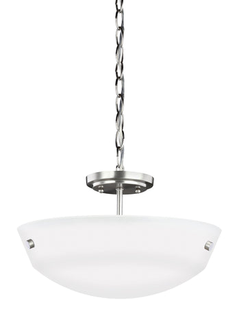 Kerrville Two Light Semi-Flush Convertible Pendant - Brushed Nickel Ceiling Sea Gull Lighting 