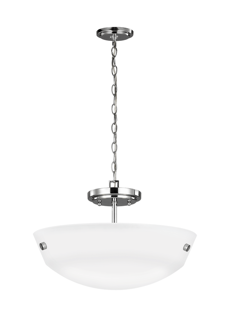 Kerrville Two Light Semi-Flush Convertible LED Pendant - Chrome Ceiling Sea Gull Lighting 