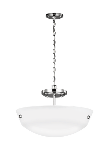Kerrville Two Light Semi-Flush Convertible LED Pendant - Chrome Ceiling Sea Gull Lighting 