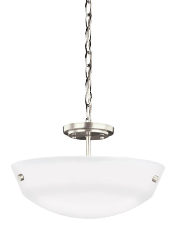 Kerrville Two Light Semi-Flush Convertible LED Pendant - Brushed Nickel Ceiling Sea Gull Lighting 