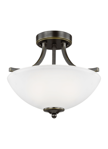 Geary Small Two Light Semi-Flush Convertible Pendant - Heirloom Bronze Ceiling Sea Gull Lighting 