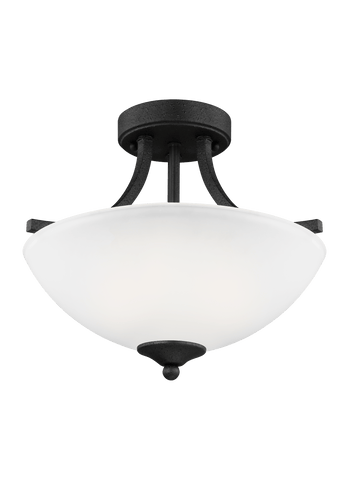 Geary Small Two Light Semi-Flush Convertible Pendant - Blacksmith Ceiling Sea Gull Lighting 